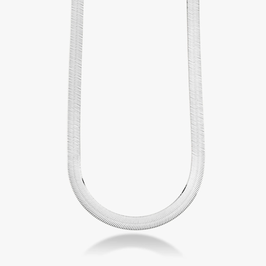 Herringbone Necklace in Sterling Silver, 10mm