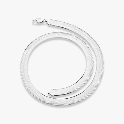 Herringbone Necklace in Sterling Silver, 10mm