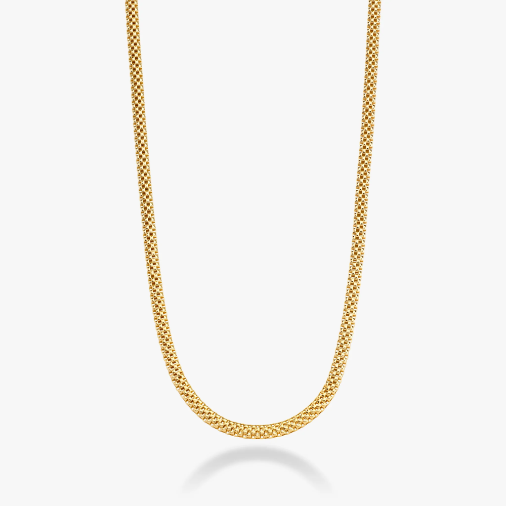 Mesh Link Necklace in 18K Gold Over Sterling Silver, 4mm