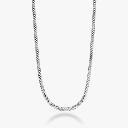 Mesh Link Necklace in Sterling Silver, 4mm