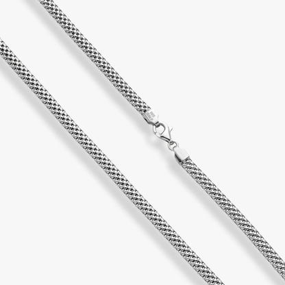 Mesh Link Necklace in Sterling Silver, 4mm