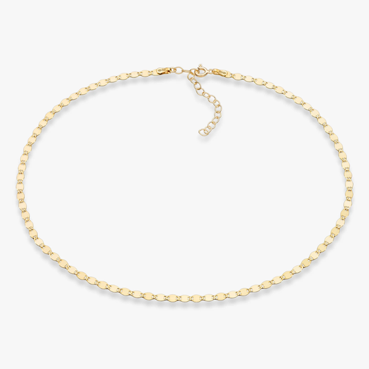 Mirror Link Adjustable Choker Necklace in 18K Gold Over Sterling Silver