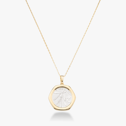Original 2-Lira Bee Coin Pendant Necklace in 18K Gold Over Sterling Silver