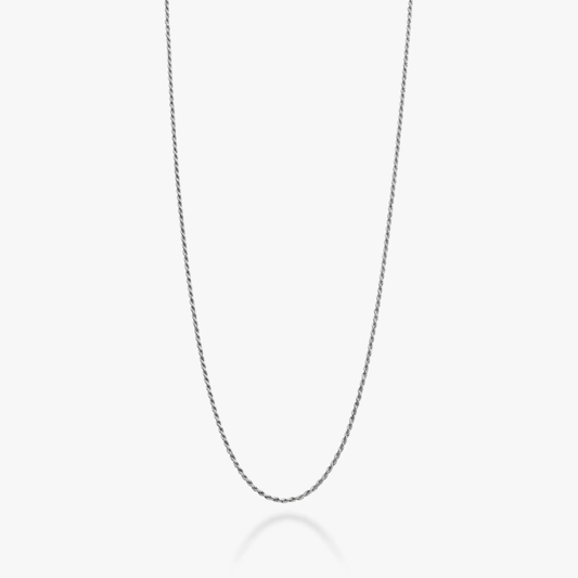 Rope Necklace in Rhodium Plated over Sterling Silver, 1.5mm