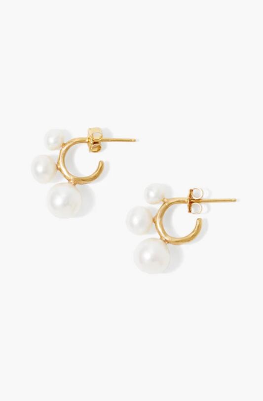 JOSEFINA PEARL TRIO GOLD HOOP