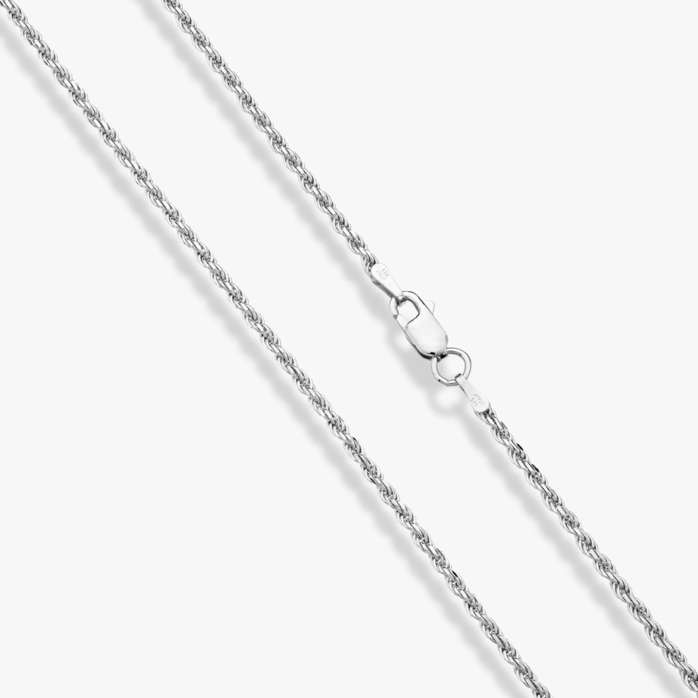 Rope Necklace in Sterling Silver, 2mm