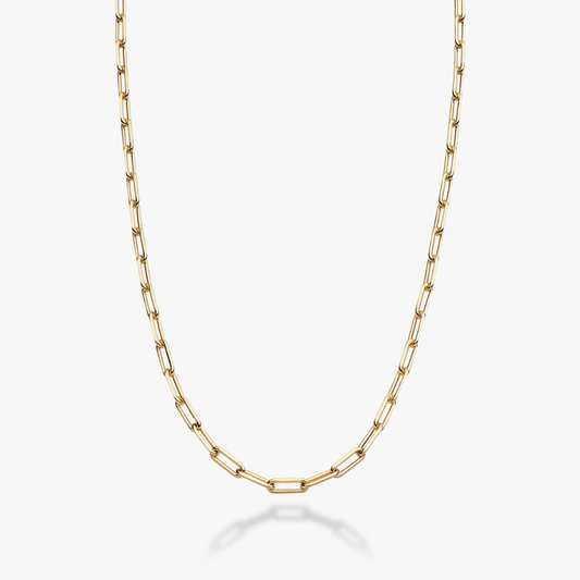 Classic Paperclip Chain Necklace in 18K Gold, 2.5mm