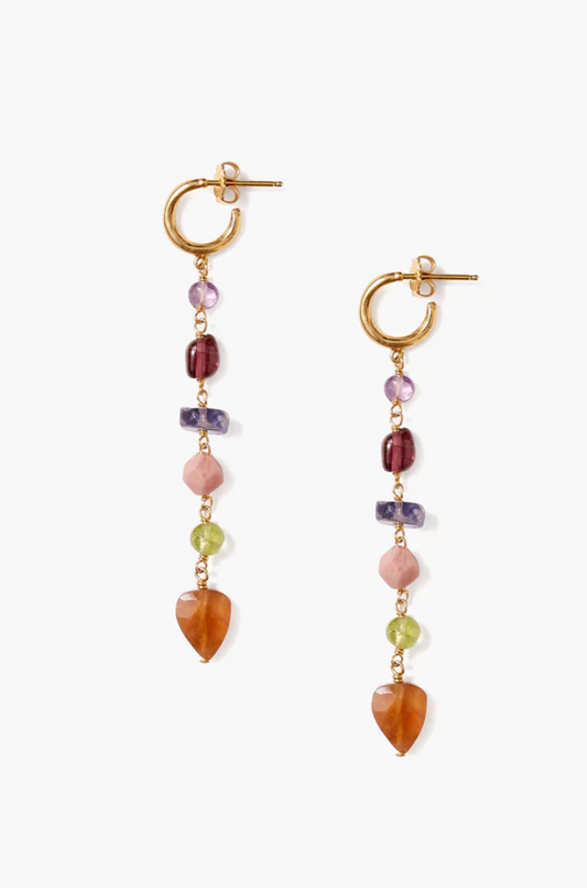 MULTICOLORED GEMSTONE DROP EARRING