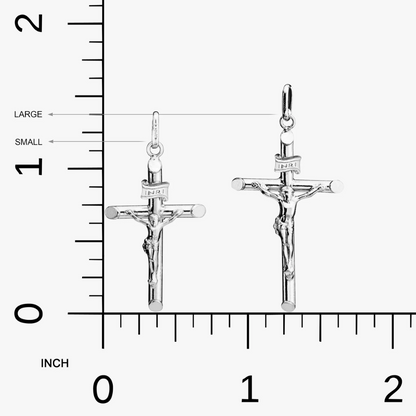 Crucifix Cross Pendant Necklace in Sterling Silver, Small