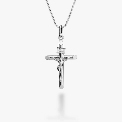 Crucifix Cross Pendant Necklace in Sterling Silver, Small