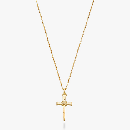Rope Wrap Nail Cross Pendant Necklace in 18K Gold Over Sterling Silver