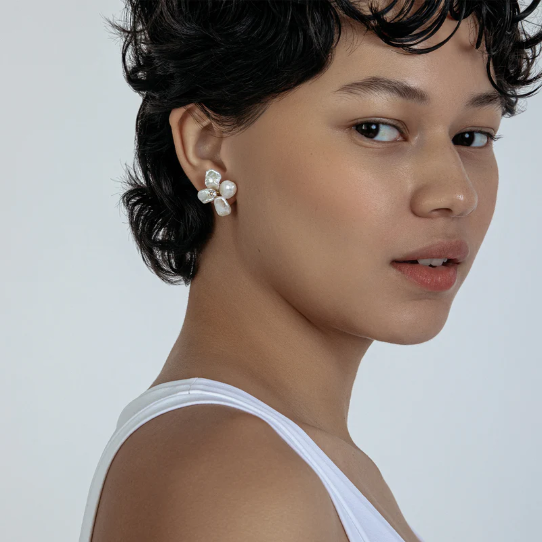 PORTIA FLOWER PEARL EARRINGS