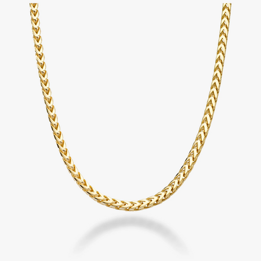 Franco Square Box Chain Necklace in 18k Gold, 2.5mm