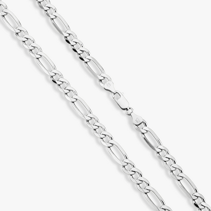 Figaro Chain Necklace in Sterling Silver, 7mm