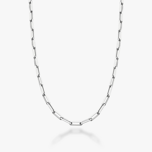 Classic Paperclip Chain Necklace in Sterling Silver, 3mm