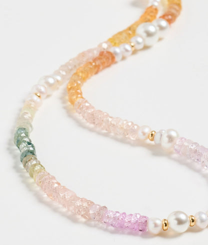 RAINBOW OMBRÉ GEMSTONE WRAP BRACELET/NECKLACE