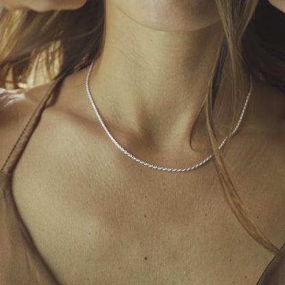 Rope Necklace in Sterling Silver, 2mm