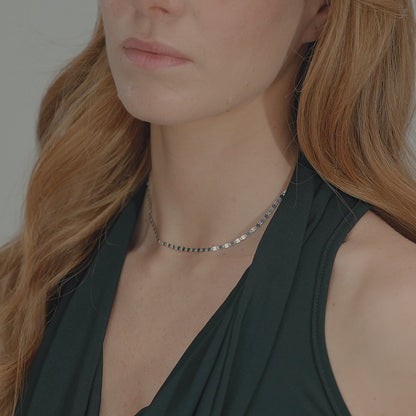 Mirror Link Adjustable Choker Necklace in Sterling Silver