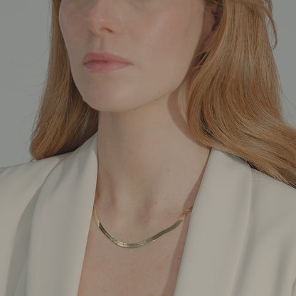 Herringbone Necklace in 18K Gold Over Sterling Silver, 4.5mm