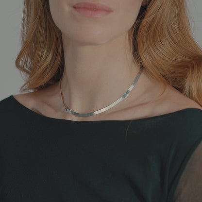 Herringbone Necklace in Sterling Silver, 4.5mm
