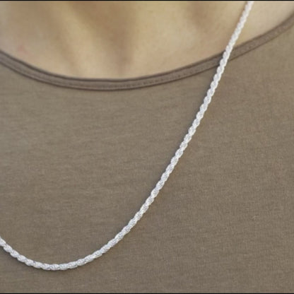 Rope Necklace in Sterling Silver, 3mm