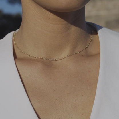 Singapore Bead Necklace in 18K Gold Over Sterling Silver
