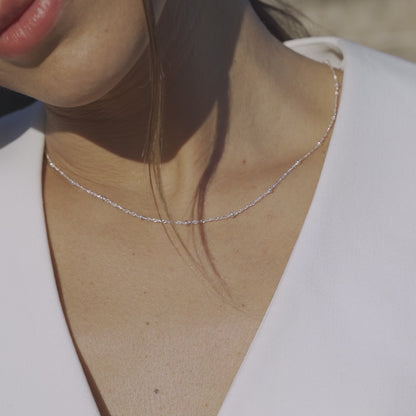 Singapore Bead Necklace in Sterling Silver