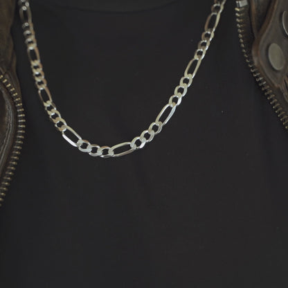 Figaro Chain Necklace in Sterling Silver, 7mm
