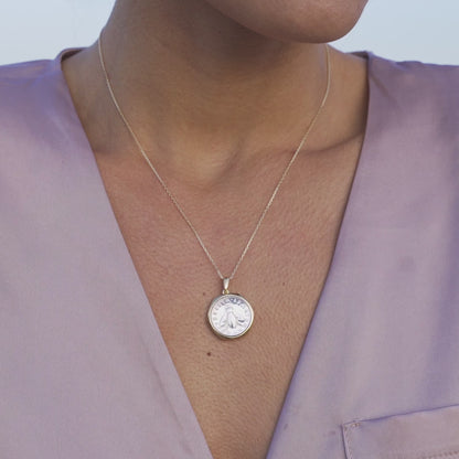 Original 2-Lira Bee Coin Pendant Necklace in 18K Gold Over Sterling Silver