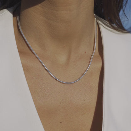 Round Snake Necklace in Sterling Silver, 1.5mm