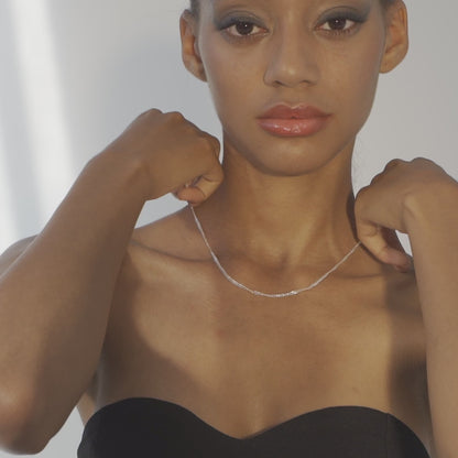 Cuban Adjustable Choker Necklace in Sterling Silver, 2.5mm