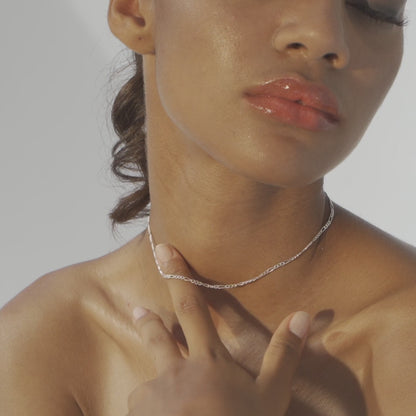Figaro Adjustable Choker Necklace in Sterling Silver, 2.3mm