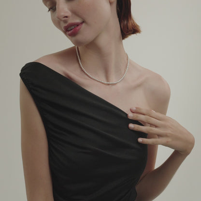 Bead Strand Necklace in Sterling Silver, 4mm