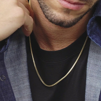 Franco Square Box Chain Necklace in 18k Gold, 2.5mm