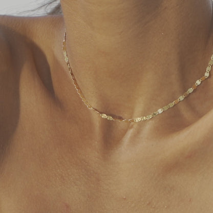 Mirror Link Adjustable Choker Necklace in 18K Gold Over Sterling Silver
